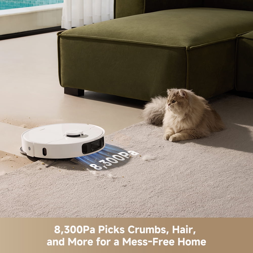 MOVA Robot P10 Pro Ultra Vacuum and Mop,  13,000Pa Suction 140°F Hot Water Auto Mop Washing & Drying, Dual Spinning Extenable Mop,10.5mm Lifting for Carpet, 360°Obstacle Avoidance, App Control