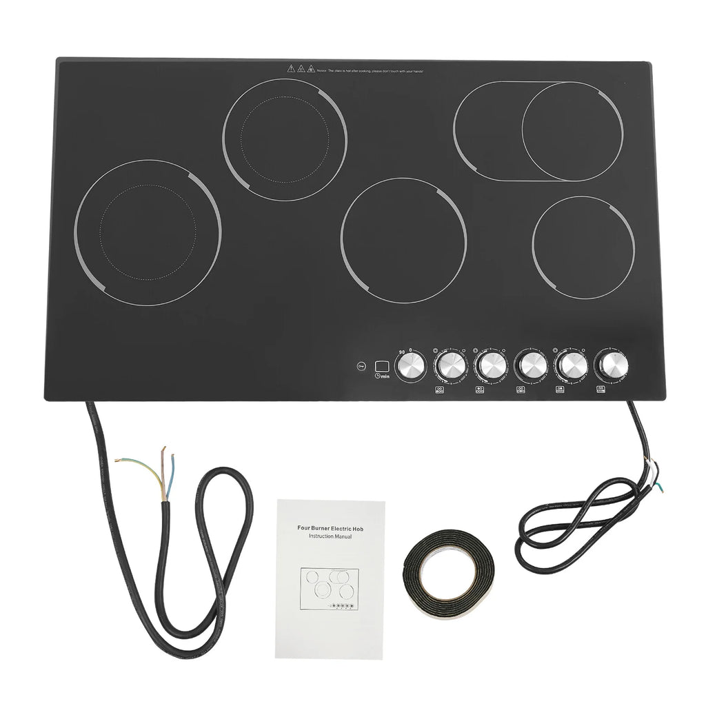 110V Modern Black Electric Cooktop Electric Stovetop 5 Burners Electric Cooktop for Homes, Restaurants