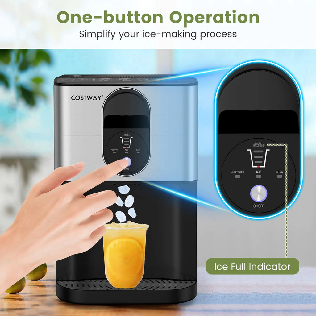Costway 56 lbs/24 H Pepple Chewable Countertop Ice Maker with Self-Cleaning System