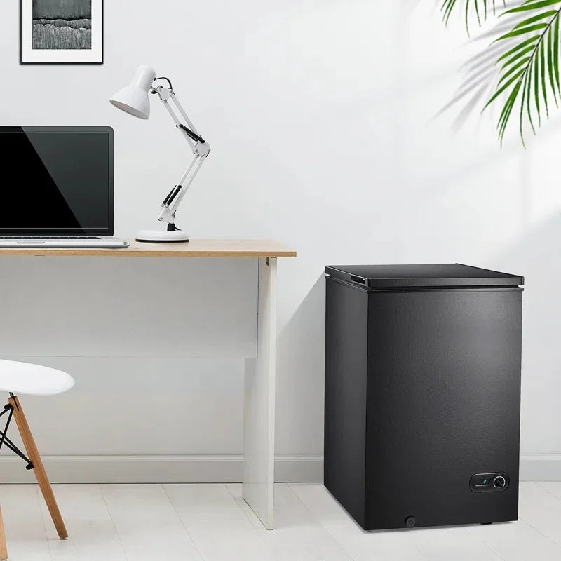 KNDKO 3.5cu.ft Compact Chest Freezer, Mini Freezer with Adjustable Temperature, 2 Removable Baskets, Top Open Door, Energy Saving, Black