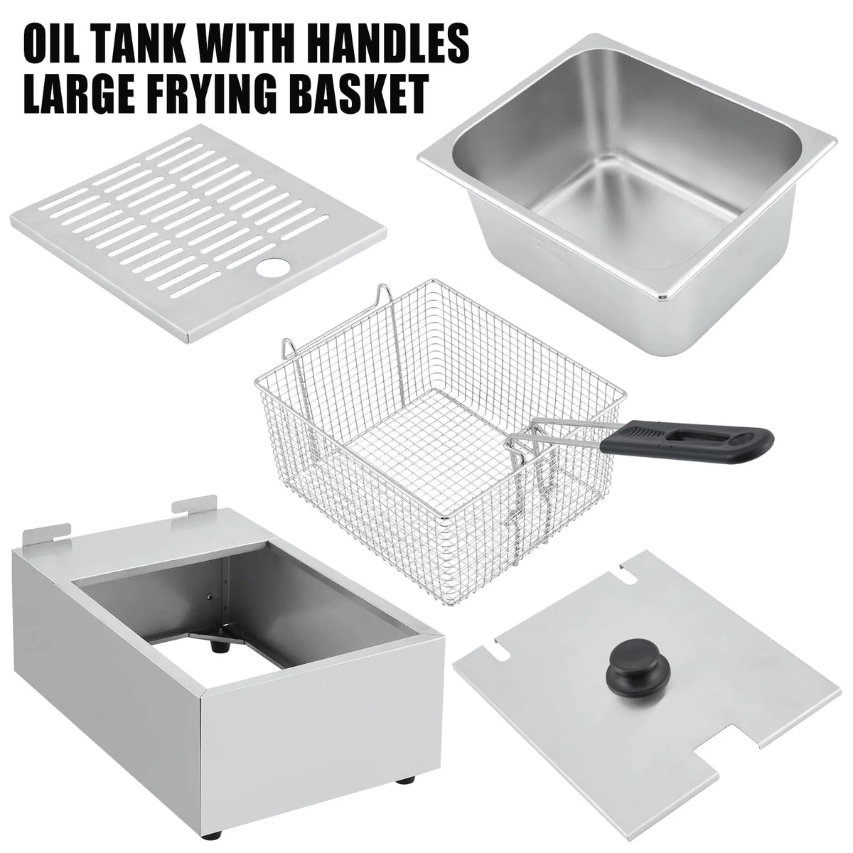 Electric Deep Fryer,Tank Stainless Steel Deep Fryer, Temperature Control, Countertop Fryer for Home Kitchen and Restaurant, 110V