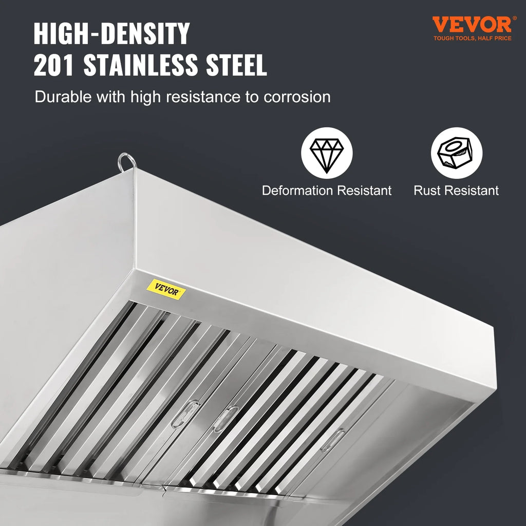 BENTISM Commercial Exhaust Hood 4ft Food Truck Hood Exhaust 201 Stainless Steel