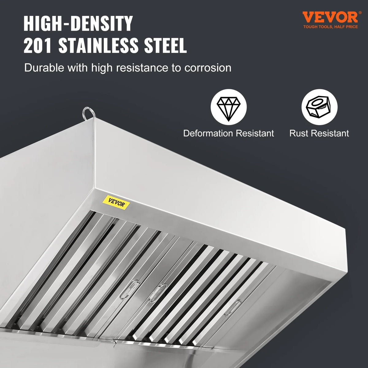 BENTISM Commercial Exhaust Hood 4ft Food Truck Hood Exhaust 201 Stainless Steel