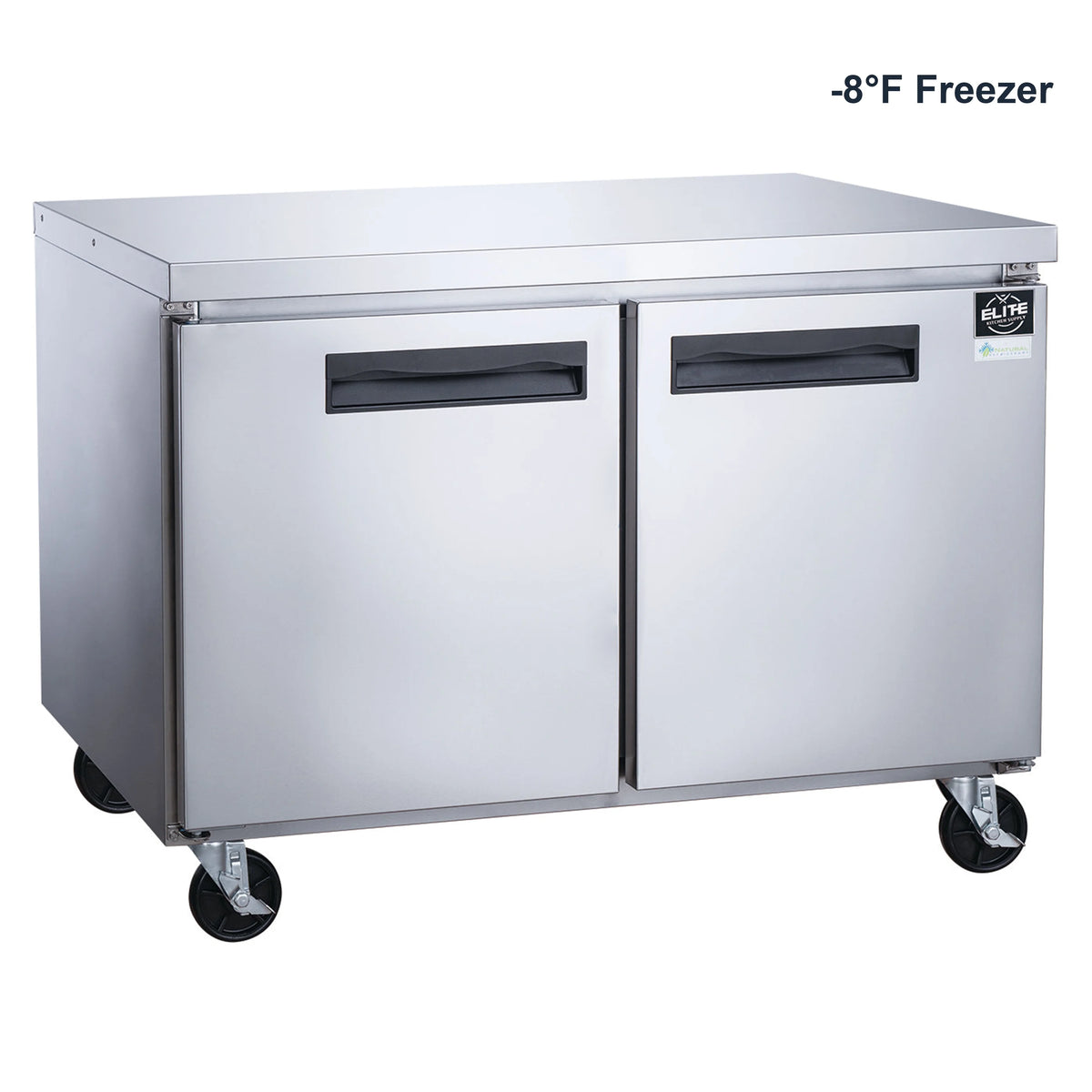 NSF 48 in. 2-Door Undercounter Freezer 13 Cu. Ft. Worktop Commercial Freezer in Stainless Steel ETL