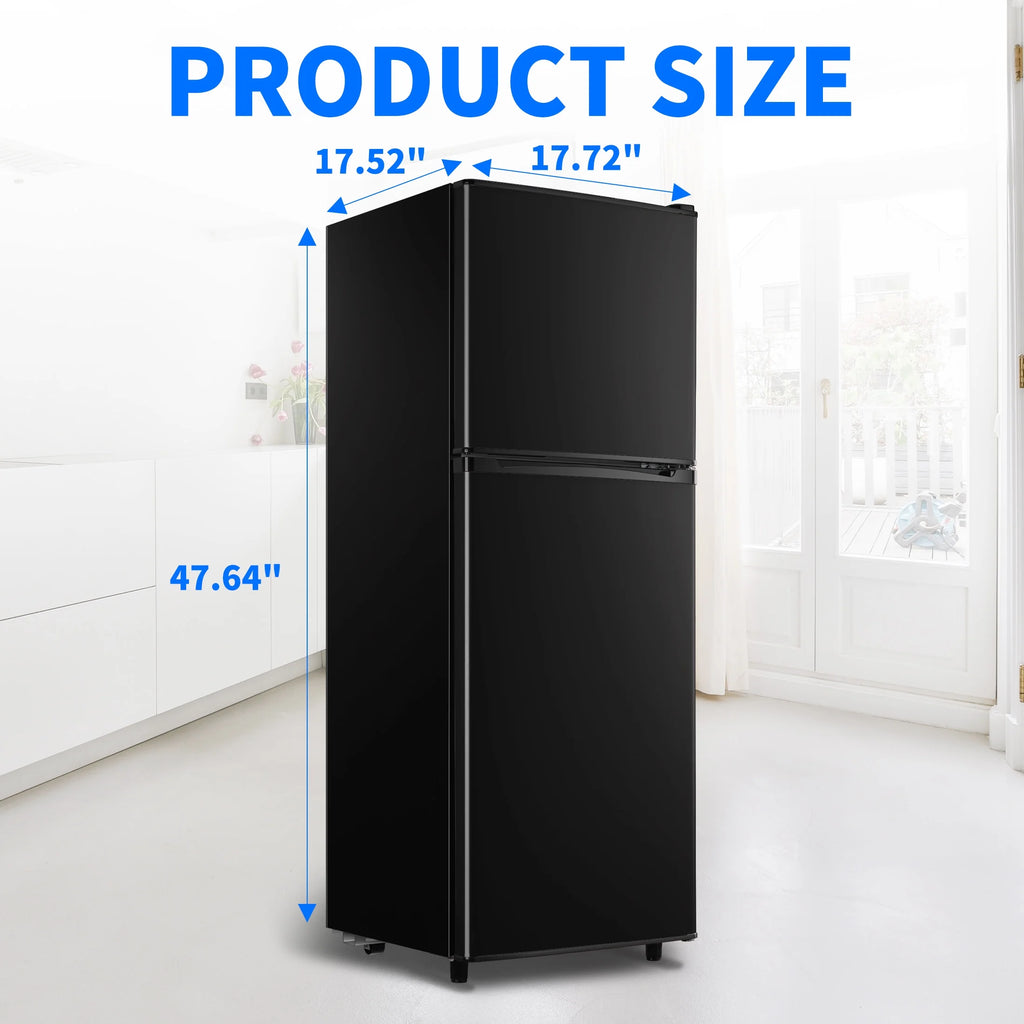 4.5 Cu. ft. Compact Refrigerator 2 Door with Freezer,5 Adjustable Thermostat & 4 Removable Glass Shelves