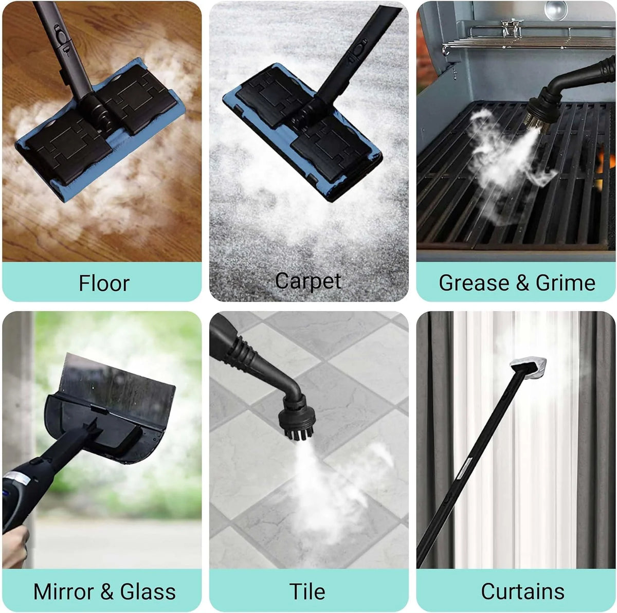 Nozzle, Separate Brushes for Ironing, Nylon, Glass, Carpet, Car, Metal, and Floor. Sleeves and Towel, Measuring Cup (Cyan)