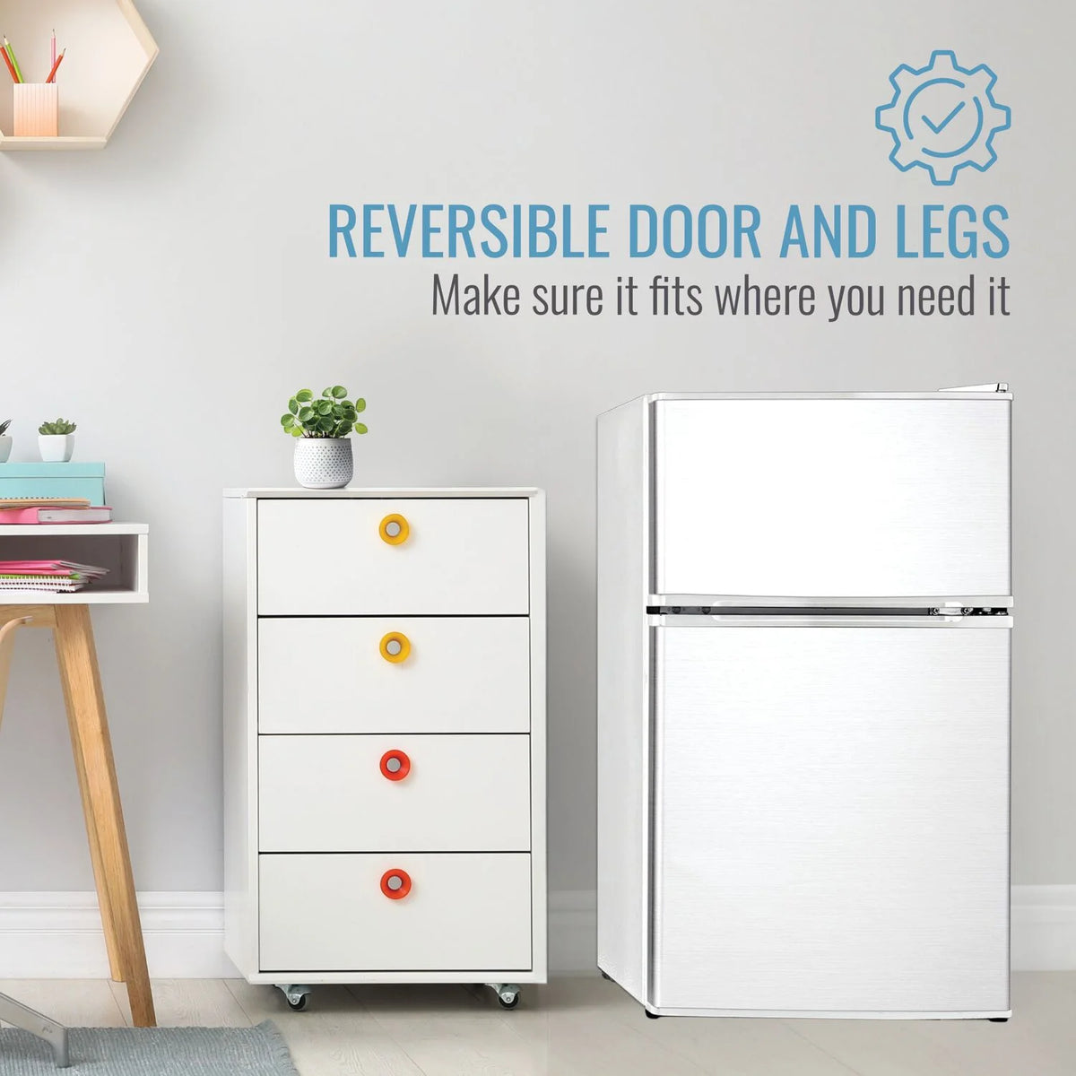 Keystone New Standard 3.1 Cu. ft. 18.5 in W Compact Standard Door Refrigerator/Freezer, White, KSTRC312CW