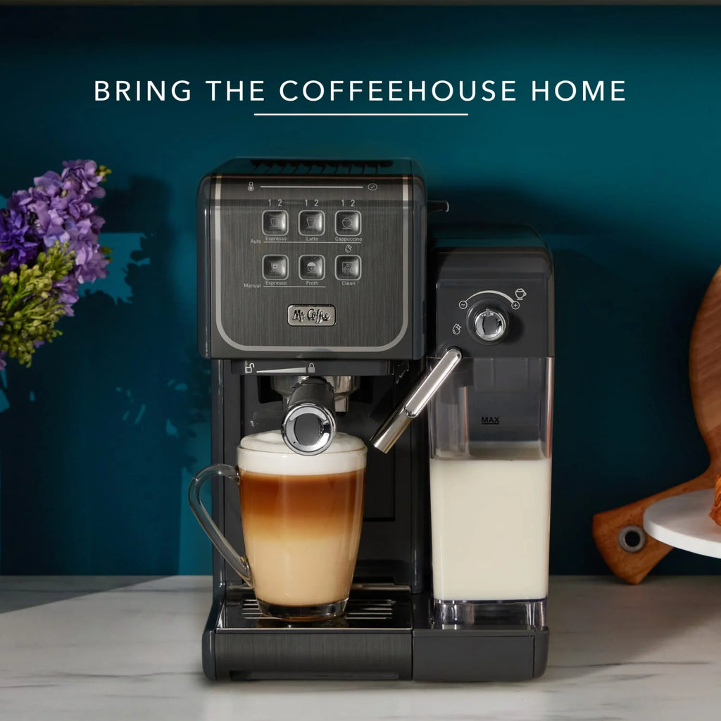 Mr. Coffee One Touch CoffeeHouse+ Espresso, Cappuccino, and Latte Maker, Grey