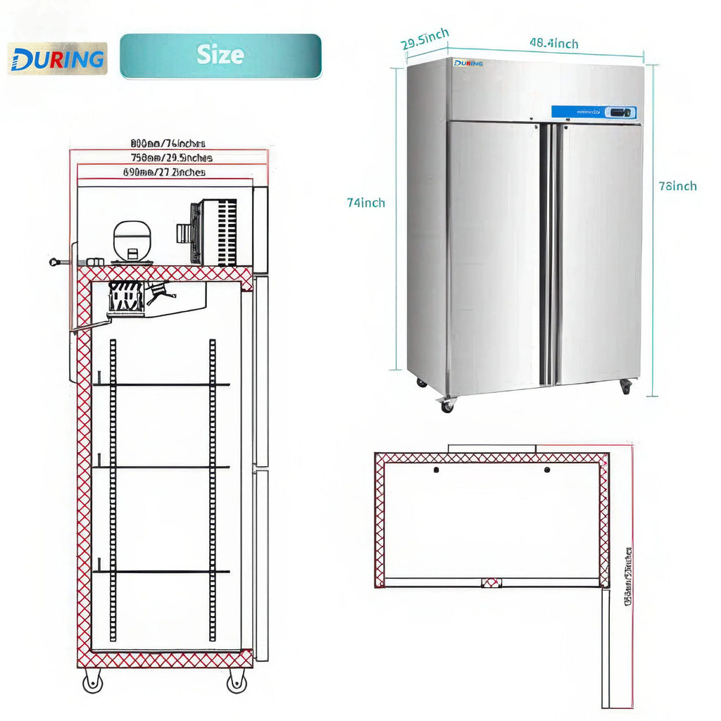 During D-K-48F 48" Commercial Reach-in Freezer, 2-Door 36 Cu.ft Stainless Steel