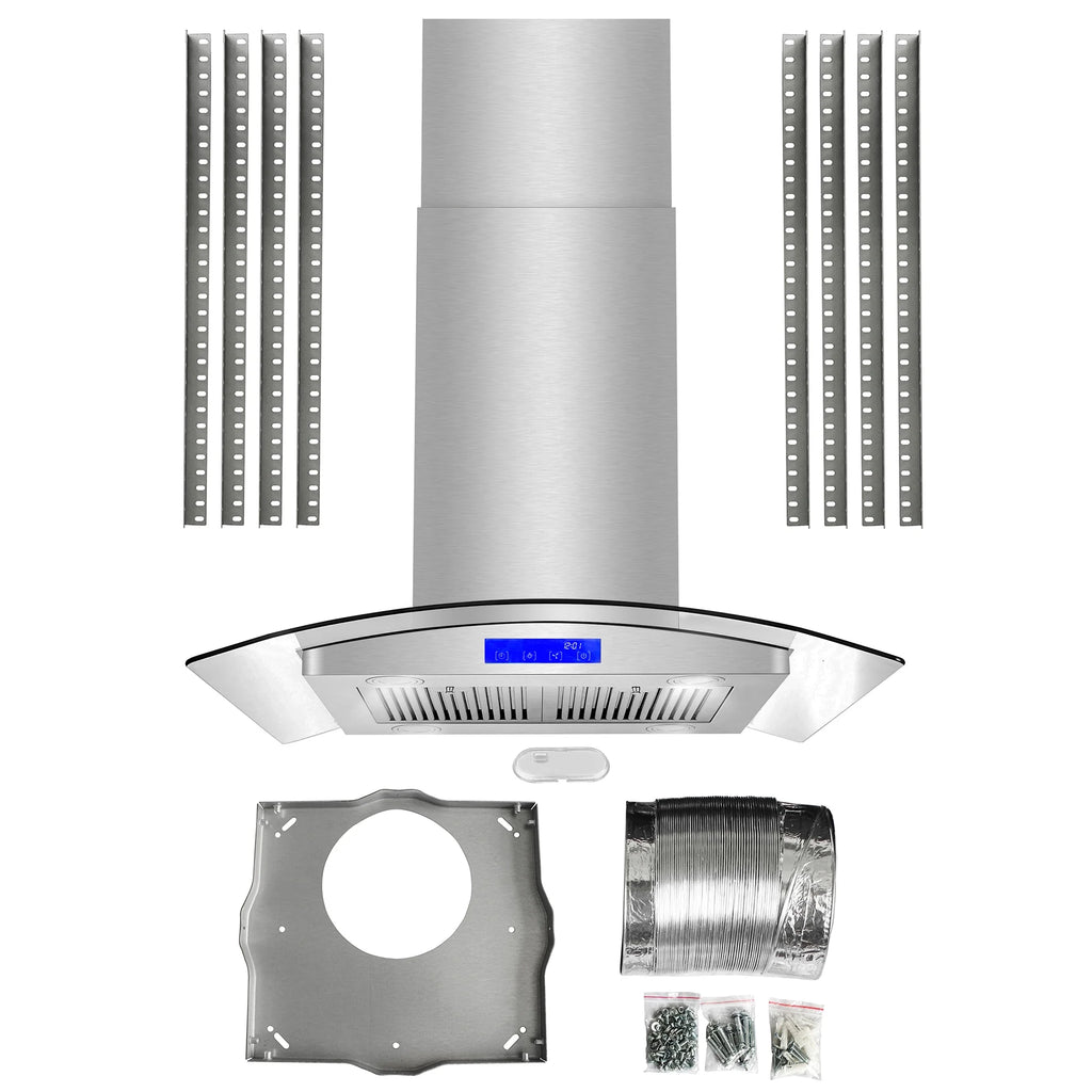 Cosmo 30 in. Ducted Island Range Hood in Stainless Steel with LED Lighting and Permanent Filters