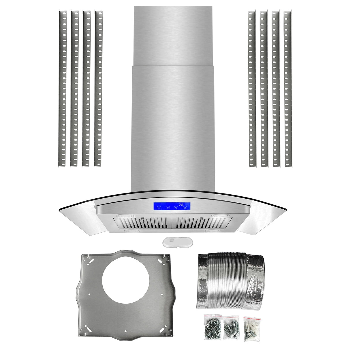 Cosmo 30 in. Ducted Island Range Hood in Stainless Steel with LED Lighting and Permanent Filters
