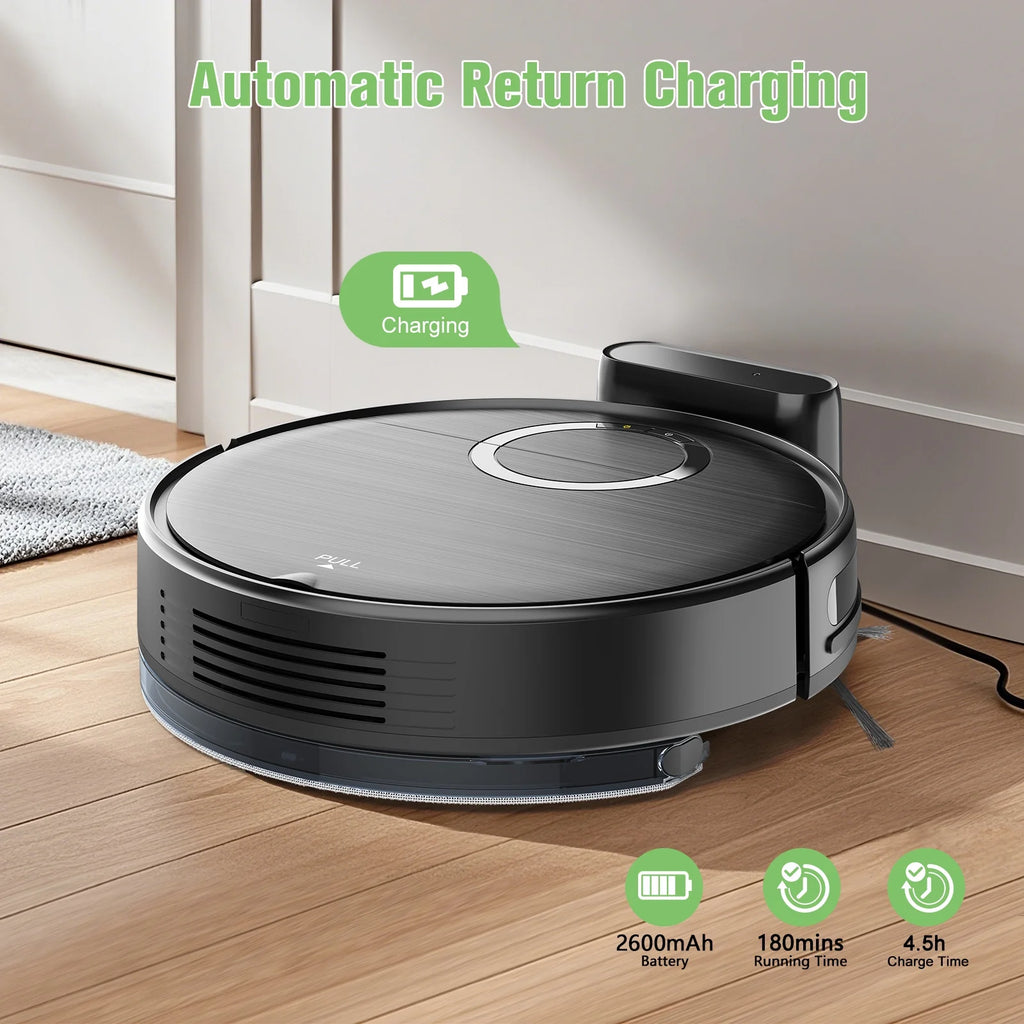 ONSON Robot Vacuum and Mop Combo, 2 in 1 Mopping Robotic Vacuum with Schedule, App/Bluetooth/Voice, Max Suction 2000Pa, Self-Charging Robot Vacuum Cleaner 04