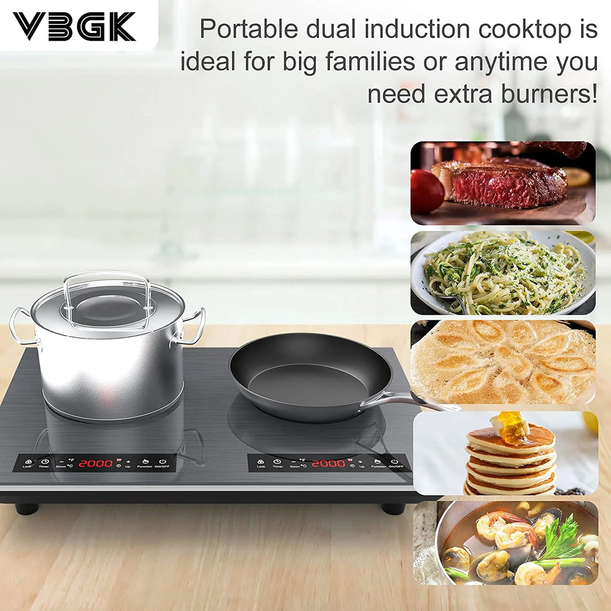 VBGK 12�?Electric Cooktop in Black with 2 Burners