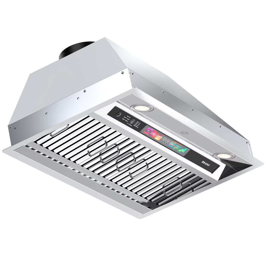 Brano 36-Inch Built-in Range Hood Insert , Voice/Gesture/Touch Control, 900 CFM, 4-Speed, Ducted/Ductless, Adjustable Lights