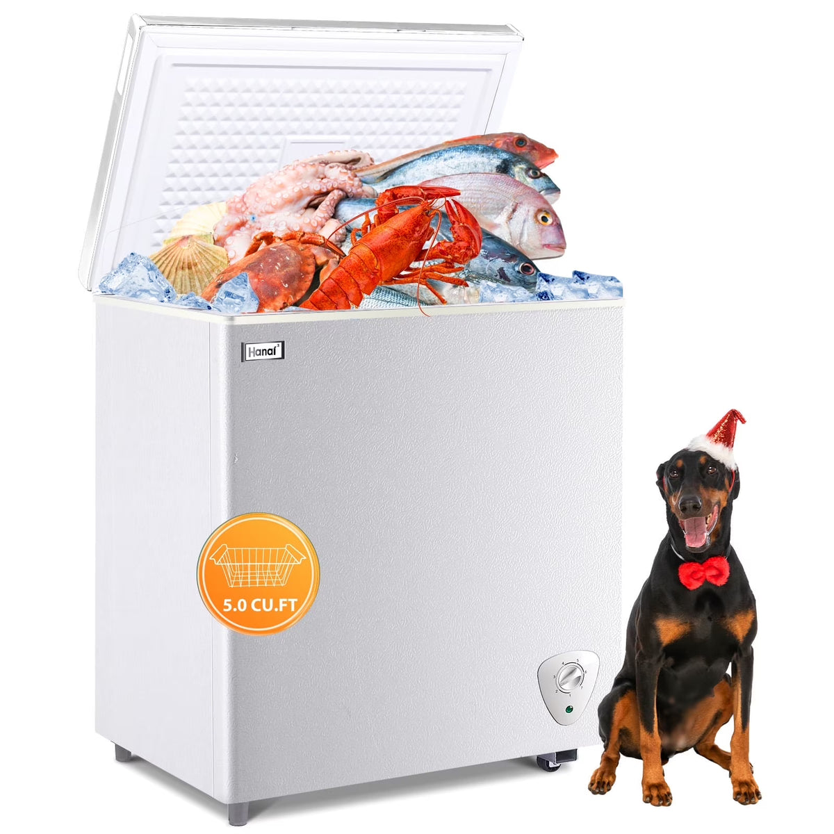 WANAI 5.0 Cubic Chest Freezer, Compact Deep Freezer,White