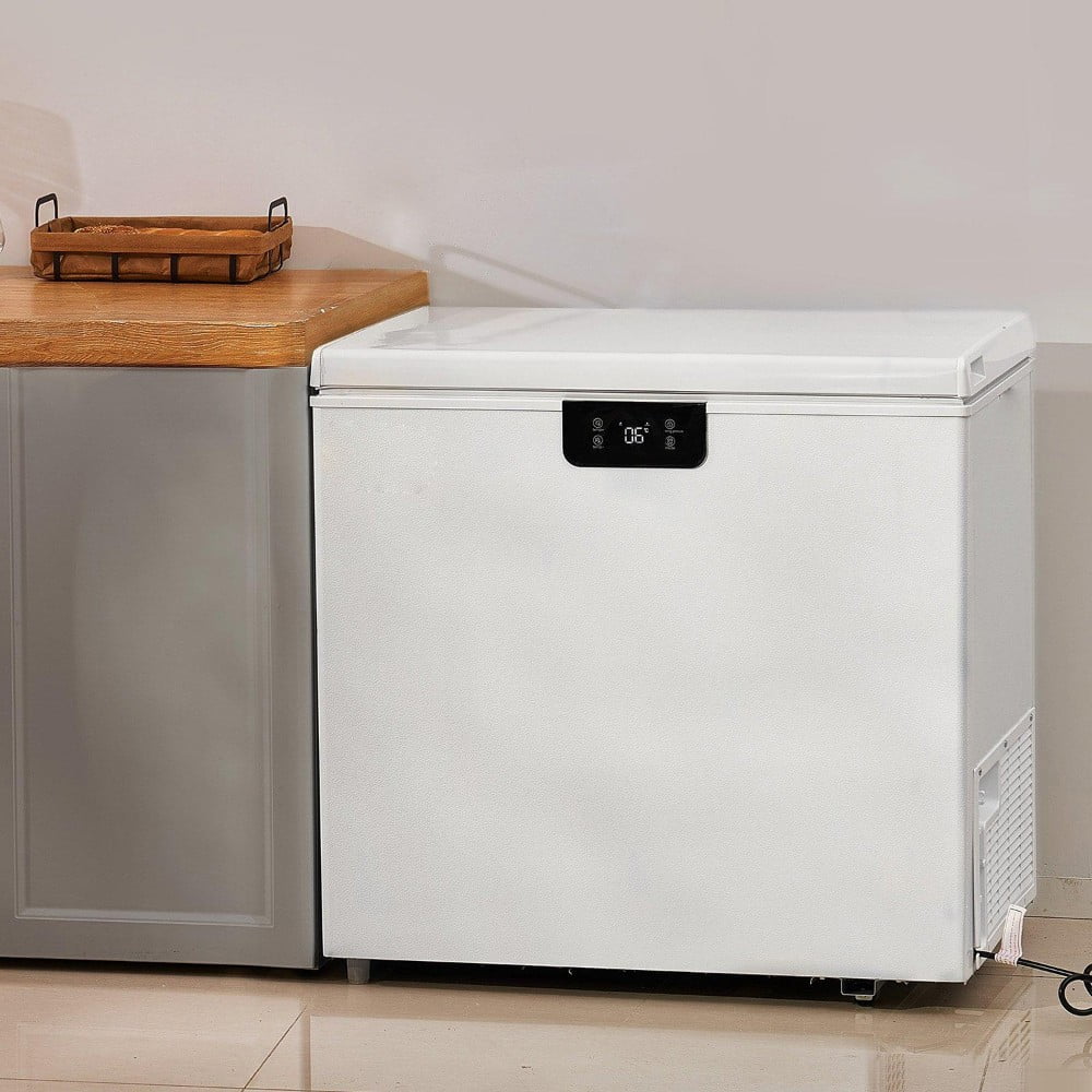 Choco Moon Large Capacity 14.5 Cu.ft Chest Freezer, 345L Storage, 4 Slide-Out Baskets, Lockable Lid, 8 Temp Control Levels, Energy-Efficient LED Lights, 6 Swivel Casters for Easy Mobility