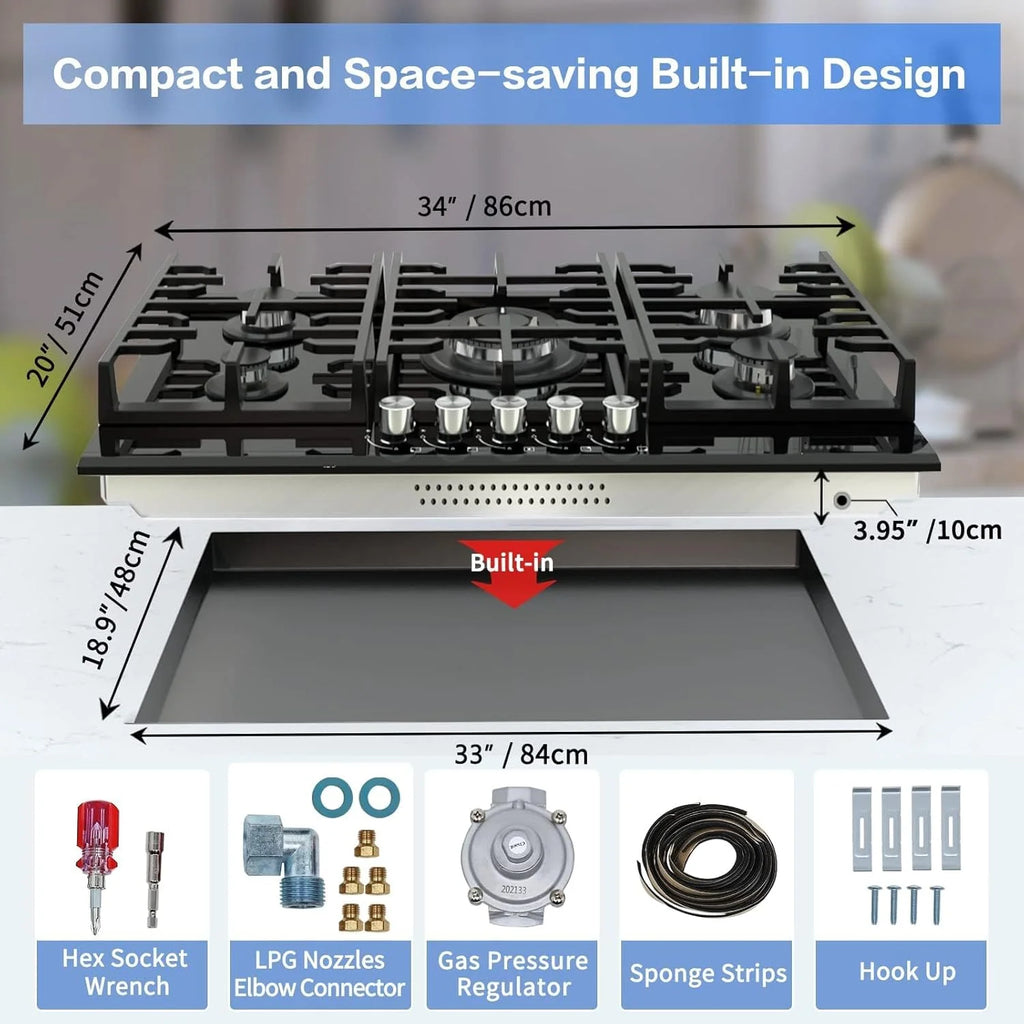 Homtone 30 Inch Electric Cooktop 4 Burners Built-in Electric Stovetop -Timer & Child Safety Lock