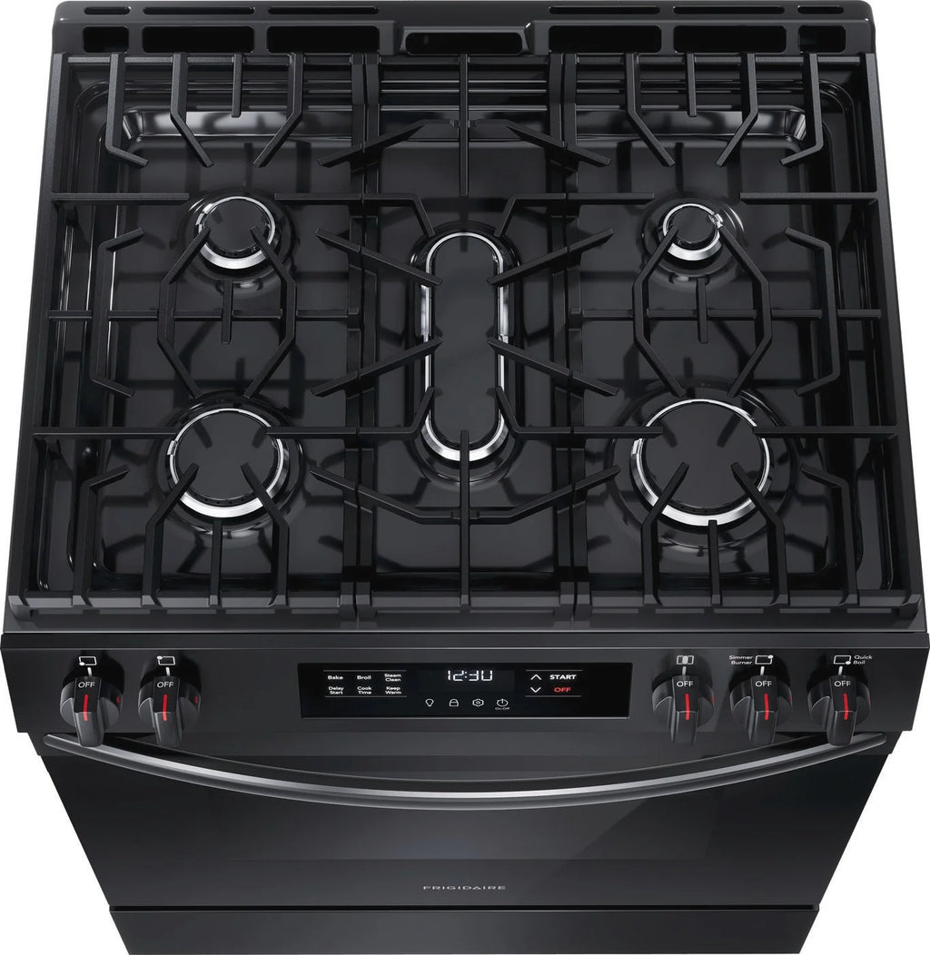 Frigidaire 30" Gas Range with Steam Clean, Black