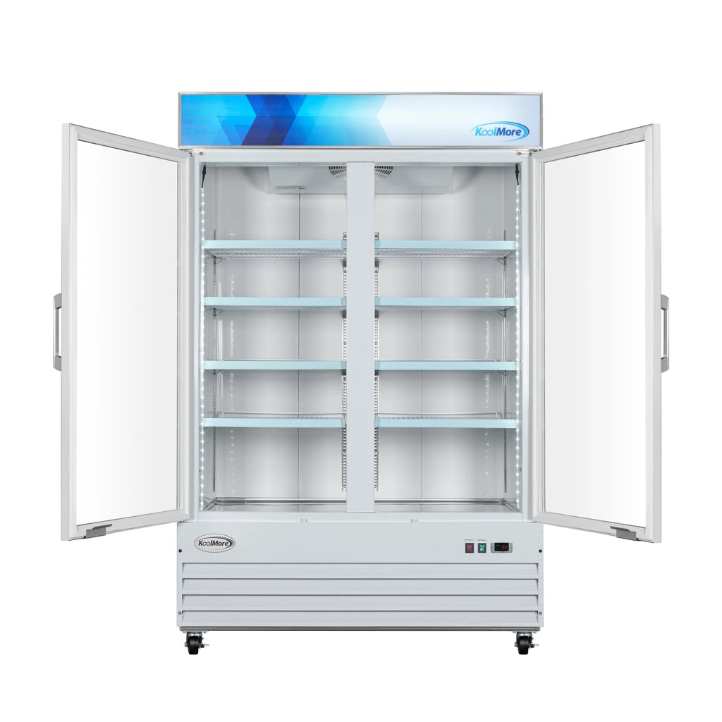 53 in. 2-Door Commercial Display Merchandiser Freezer 45 cu. ft. in White (MDF-2GD-45C-WH)