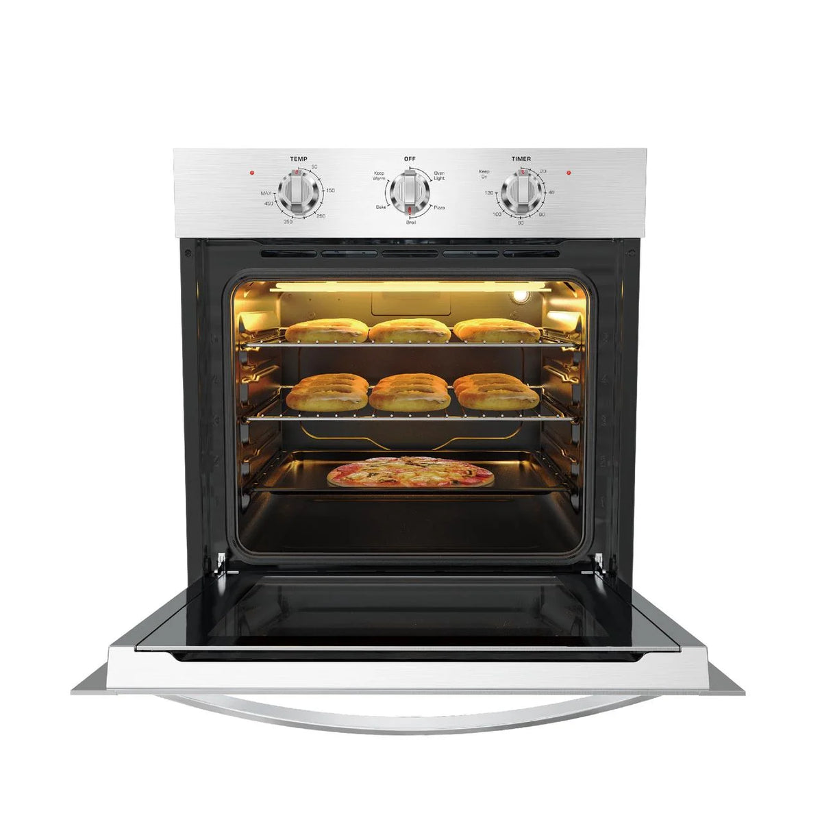 Empava 24 inch Electric Single Wall Oven, Stainless Steel Built-in Wall Oven, Mechanical Knobs Control, 24WOE40L