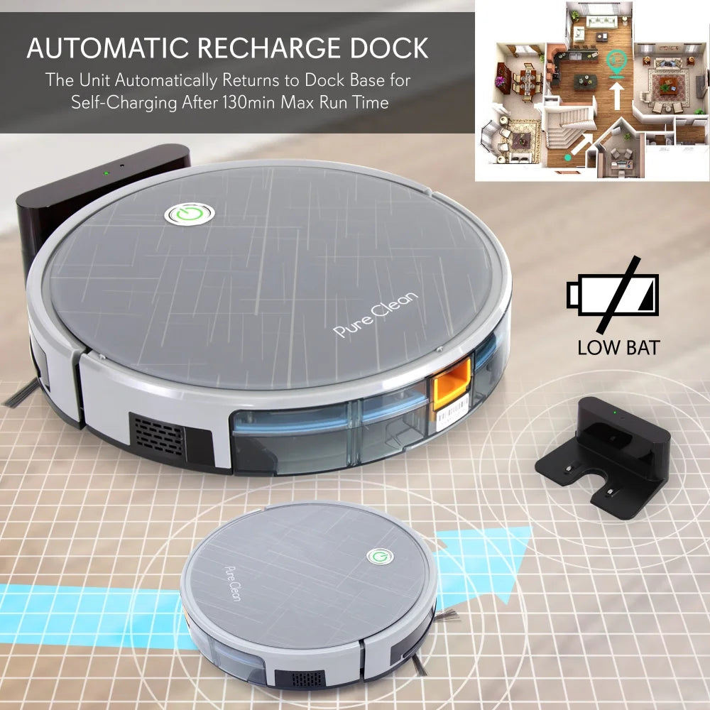 Pure Clean PUCRC660 - Smart Robot Vacuum Cleaner - Robot Cleaning Vacuum with Downloadable App and Remote Control