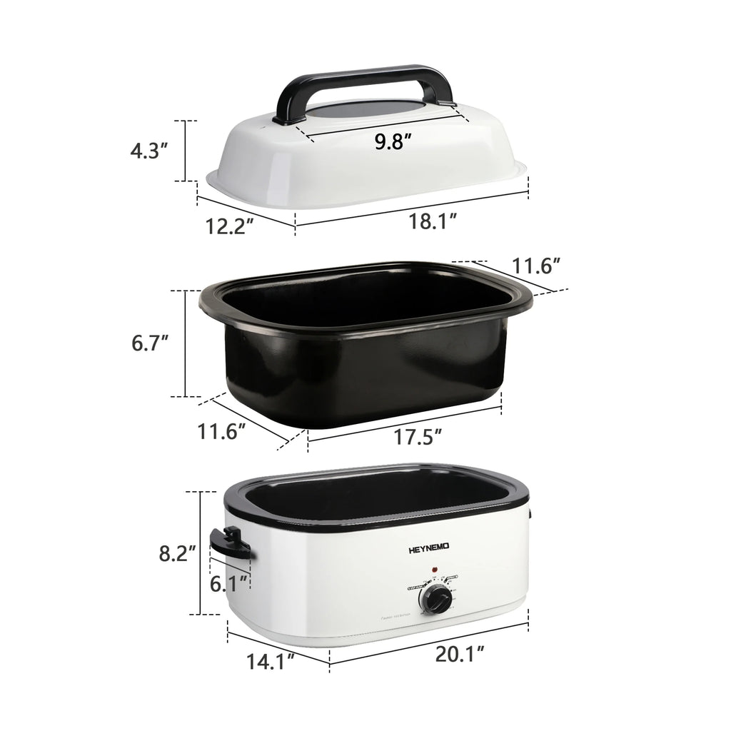 Superjoe 26QT Electric Roaster Oven, Stainless Steel, Self-Basting Lid Removable Insert Pot, Black