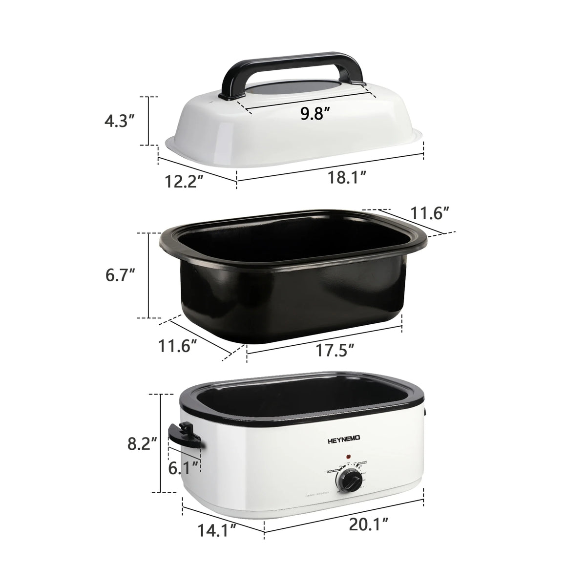 Superjoe 26QT Electric Roaster Oven, Stainless Steel, Self-Basting Lid Removable Insert Pot, Black