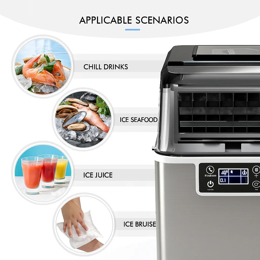 Fenbeli 26lbs/24H Countertop Ice Maker Machine with Handle, Portable Ice Maker Machine with Auto-Cleaning, Black