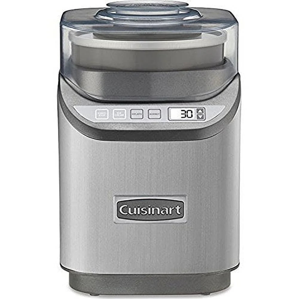 Cuisinart ICE-70 Electronic Ice Cream Maker Brushed Chrome Bundle with 1 Year Extended Protection Plan
