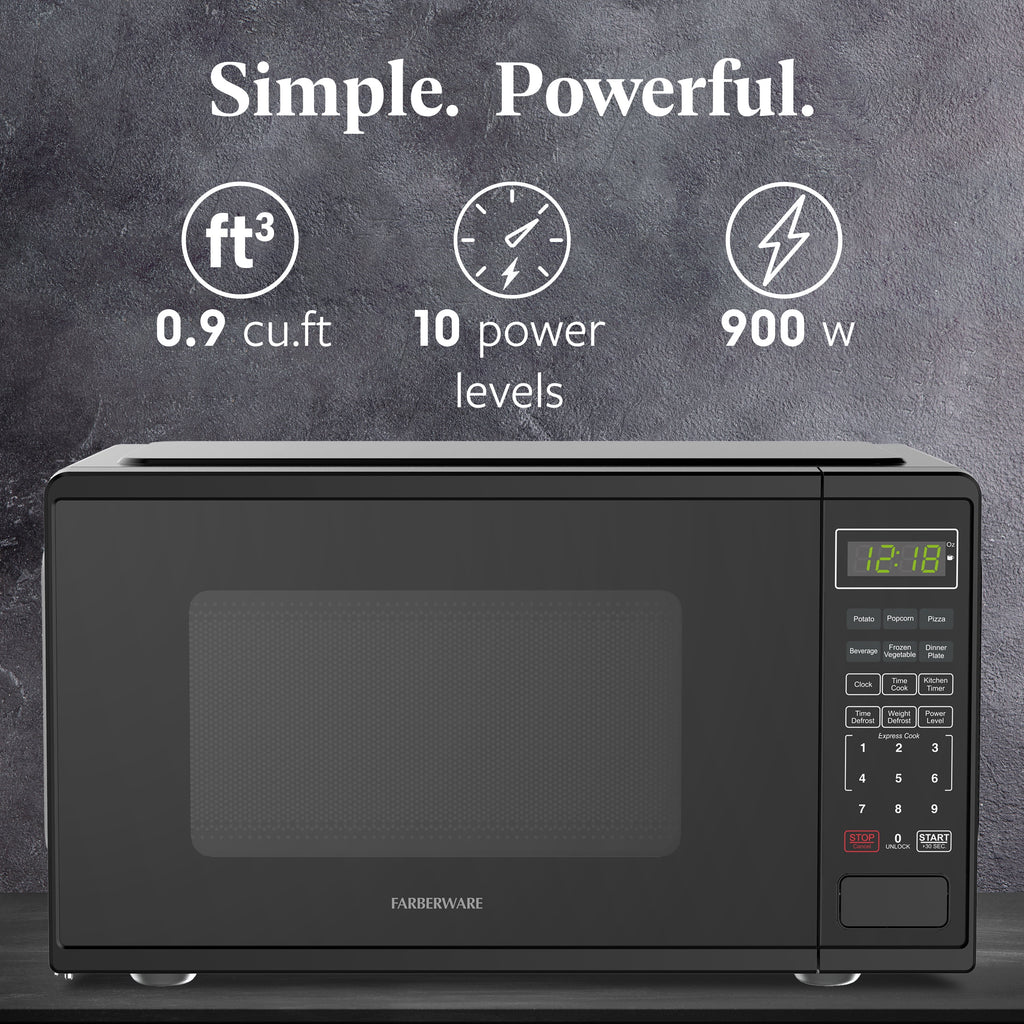 Farberware Countertop Microwave Ov 1100 Watts, 2.2 cu ft - Smart Sensor With LED Lighting and Child Lock - Perfect for Apartments and Dorms - Easy Clean Black Interior, Stainless Steel