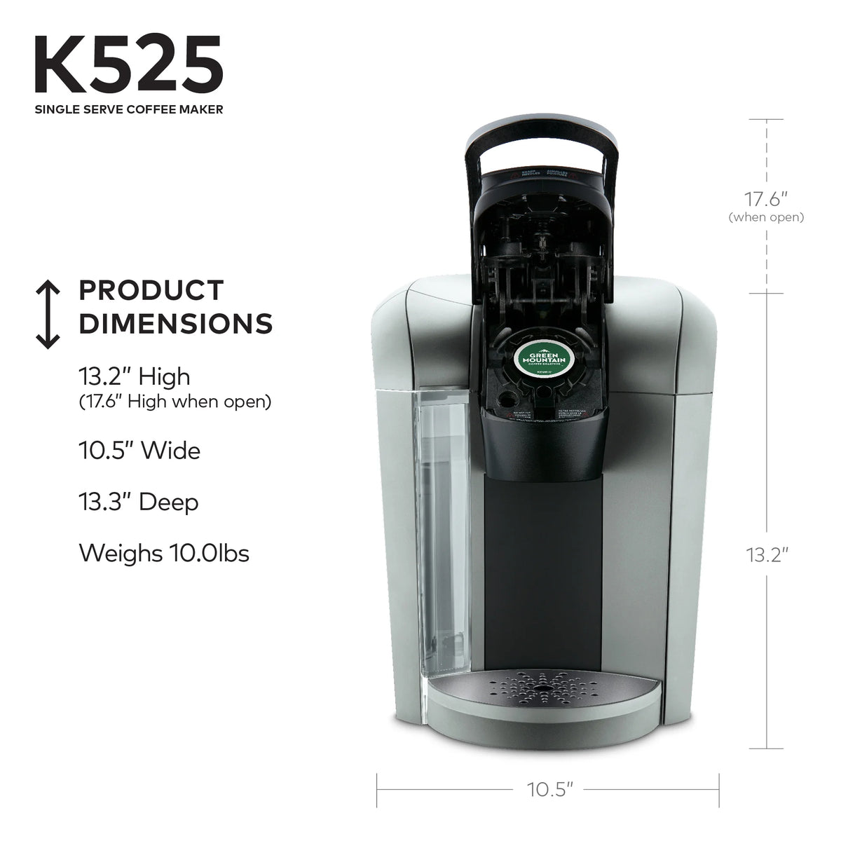 Keurig K525 Single Serve Coffee Brewer, Slate
