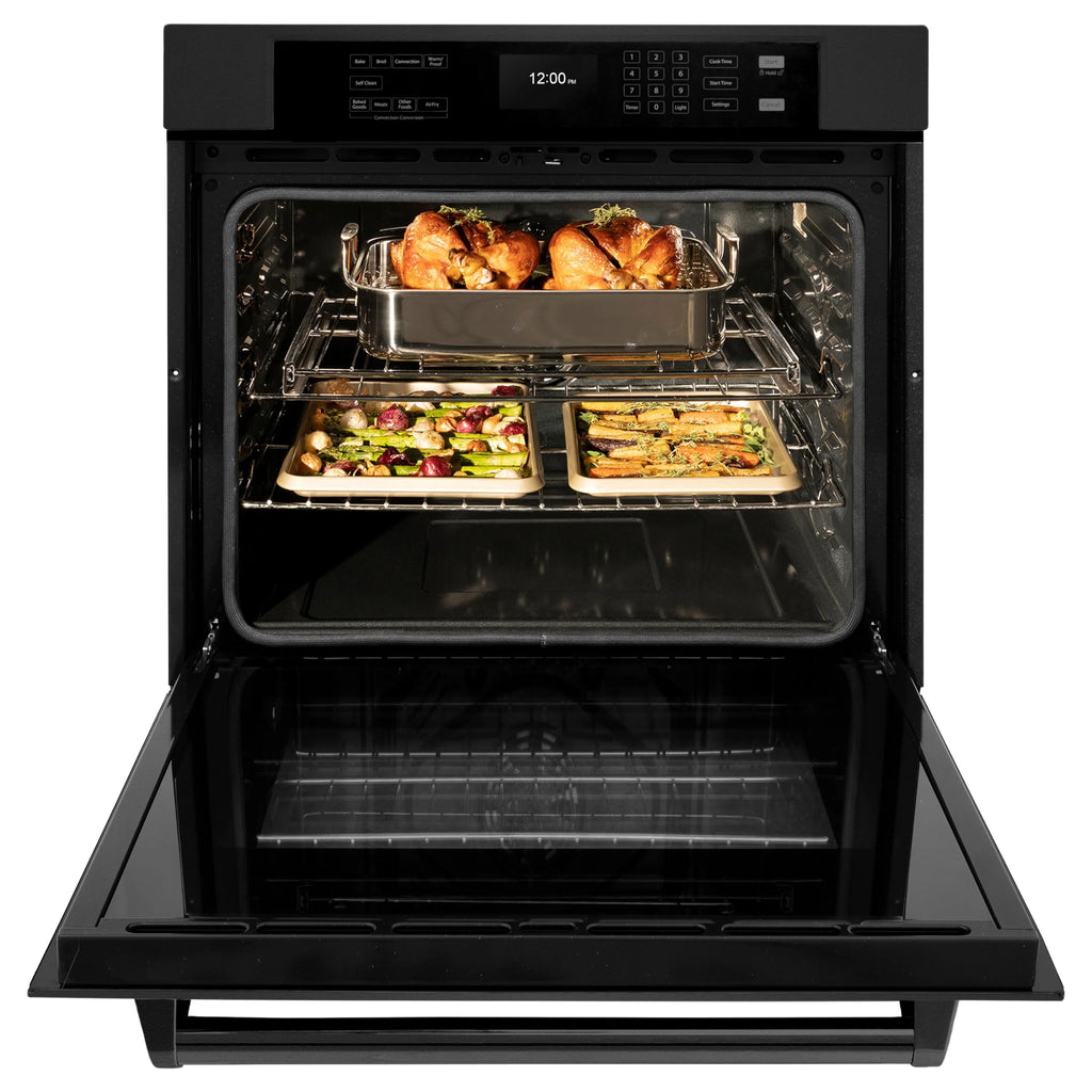 ZLINE 30" Professional Single Wall Oven with Air Fry and Self-Clean in Black Stainless Steel, WASB-30