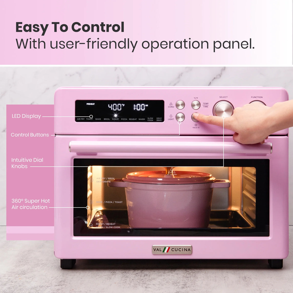 VAL CUCINA 10-IN-1 AIR FRYER TOASTER OVEN -  BRUSHED STAINLESS STEEL