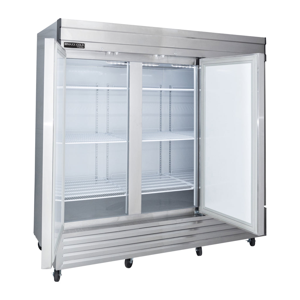 Maxx Cold V-Series 3 Door Reach-In Freezer, Bottom Mount, 81"W, 65 cu. ft. Storage Capacity, in Stainless Steel (MVF-72FDHC)