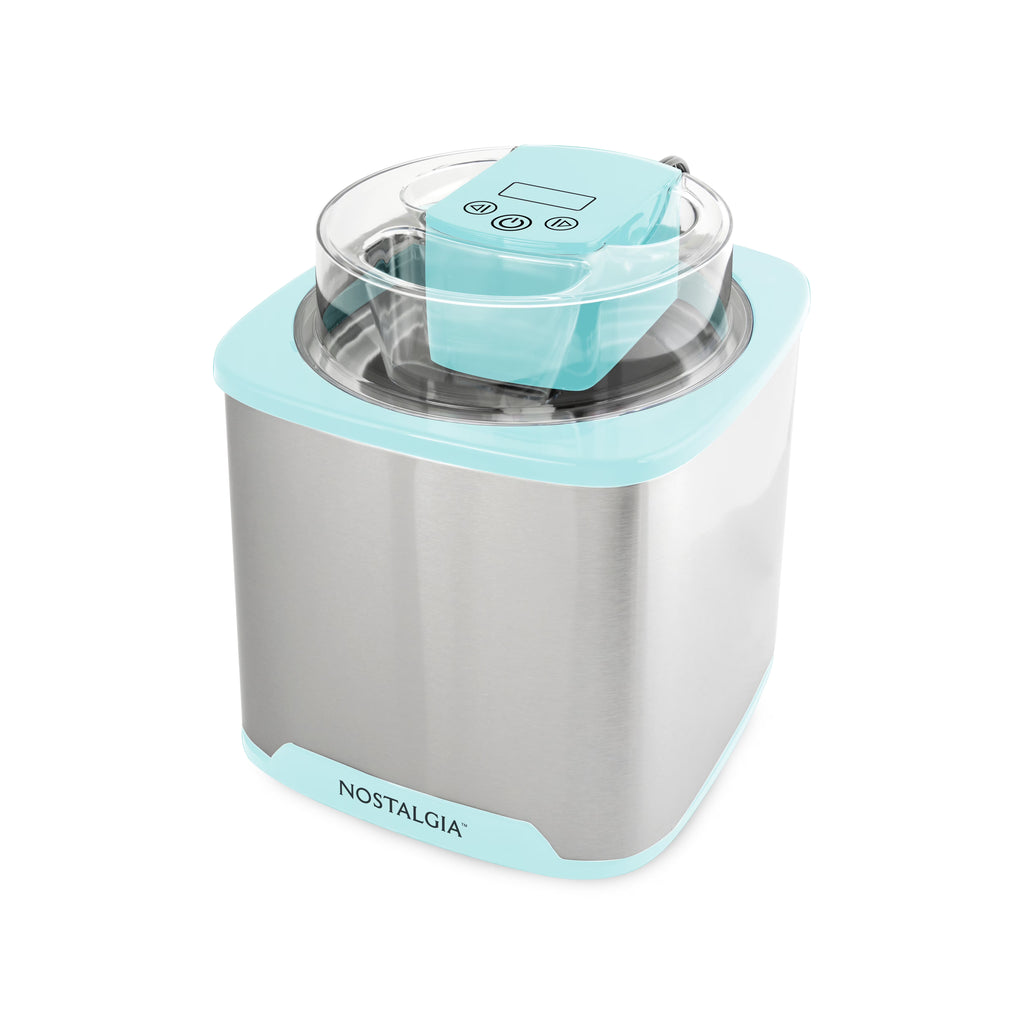 Nostalgia 2-Quart Electric Ice Cream Maker �C Make Homemade Ice Cream, Gelato, Sorbet & Frozen Yogurt �C No Salt/Ice Needed, Digital Controls, Mix-In Chute & Freezing Gel Canister �C Stainless Steel
