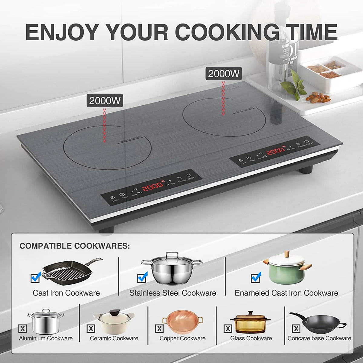 VBGK 12�?Electric Cooktop in Black with 2 Burners