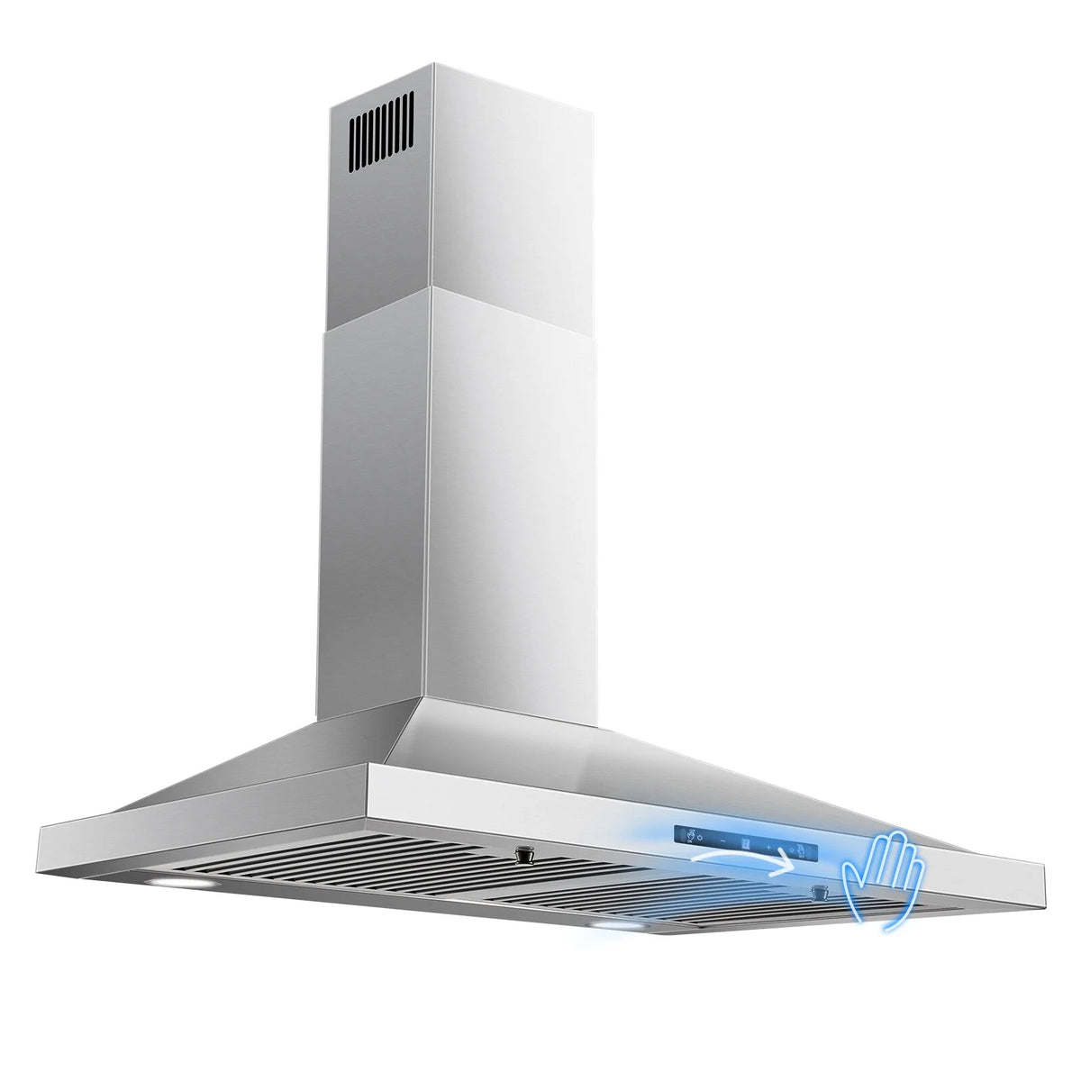 New 30 Inch Stainless Wall-Mounted Kitchen Range Hood 3-Speed Fan Exhaust Vent Gesture/Touch 120V