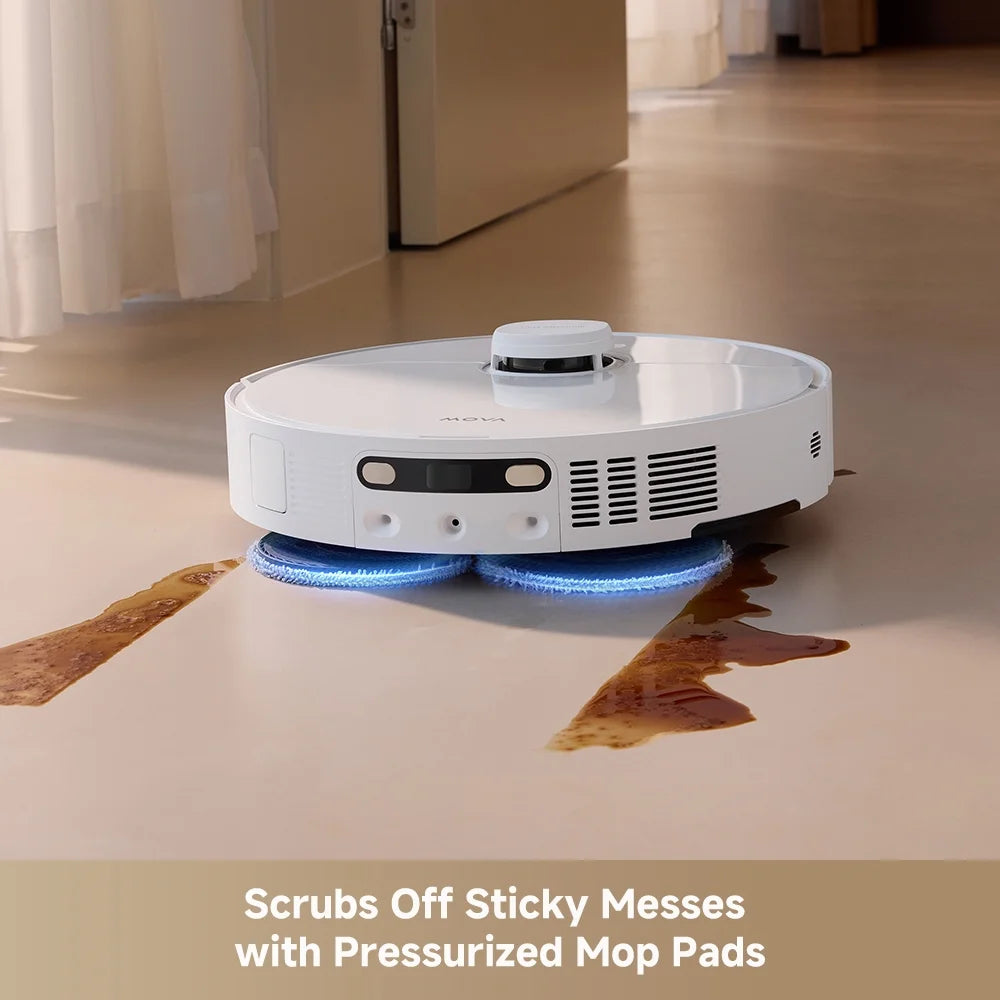 MOVA Robot P10 Pro Ultra Vacuum and Mop,  13,000Pa Suction 140°F Hot Water Auto Mop Washing & Drying, Dual Spinning Extenable Mop,10.5mm Lifting for Carpet, 360°Obstacle Avoidance, App Control