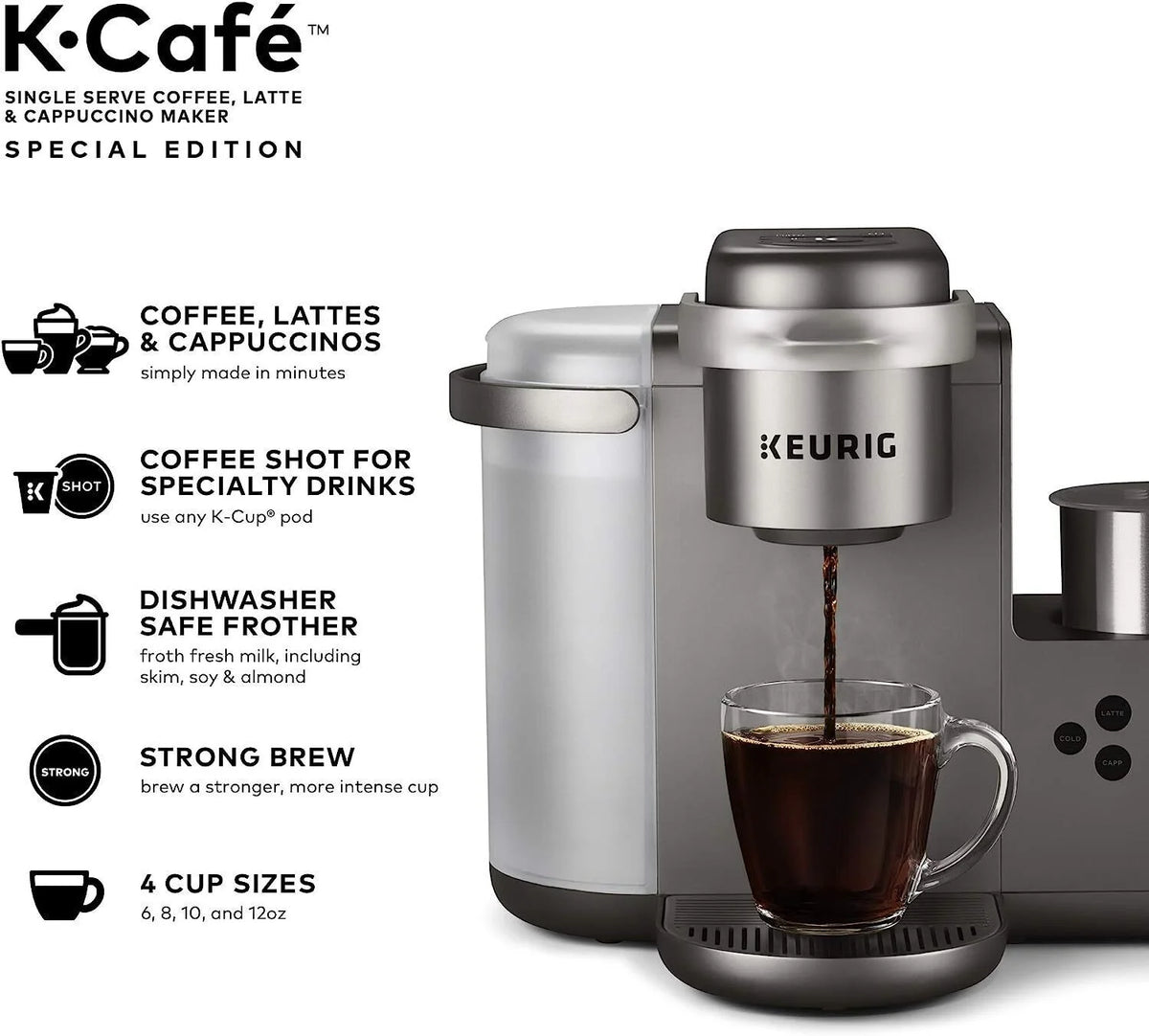 Keurig K-Cafe Special Edition Single-Serve Programmable Energy Efficient Button Controls K-Cup Pod Coffee, Latte, and Cappuccino Maker (Nickel)