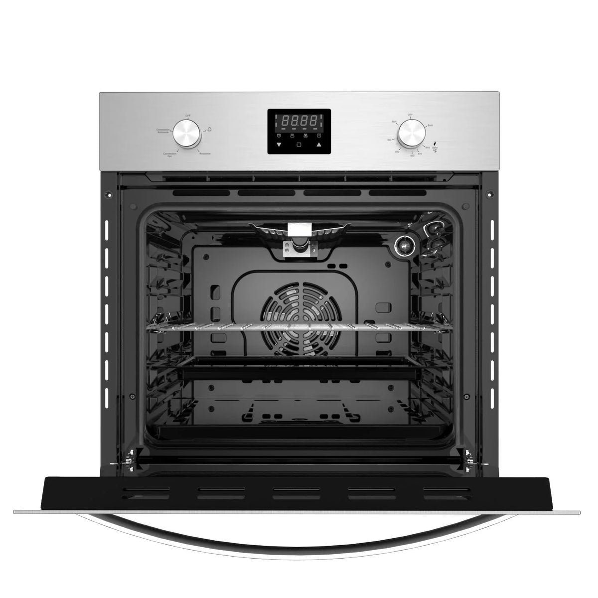 Empava 24-inch 2.3 cu. Ft. Single Propane Gas Wall Oven - Bake Broil Rotisserie Functions with Mechanical Controls - Built-in Timer - Convection Fan in Stainless Steel