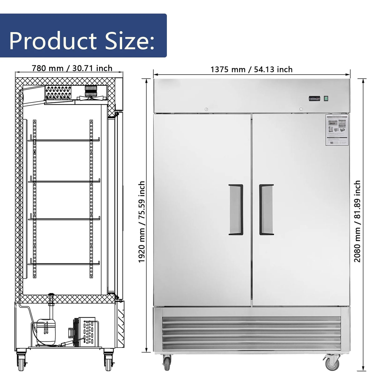 CamelliaRiver 18.68 Cu.Ft. Single Stainless Steel Door Refrigerator, Refrigerator
