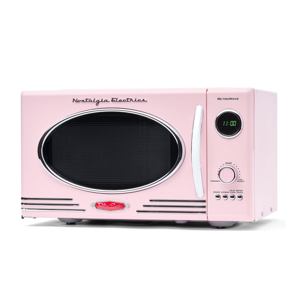 Nostalgia Retro Microwave for Countertop 0.9 cu ft Vintage Microwave, Ivory