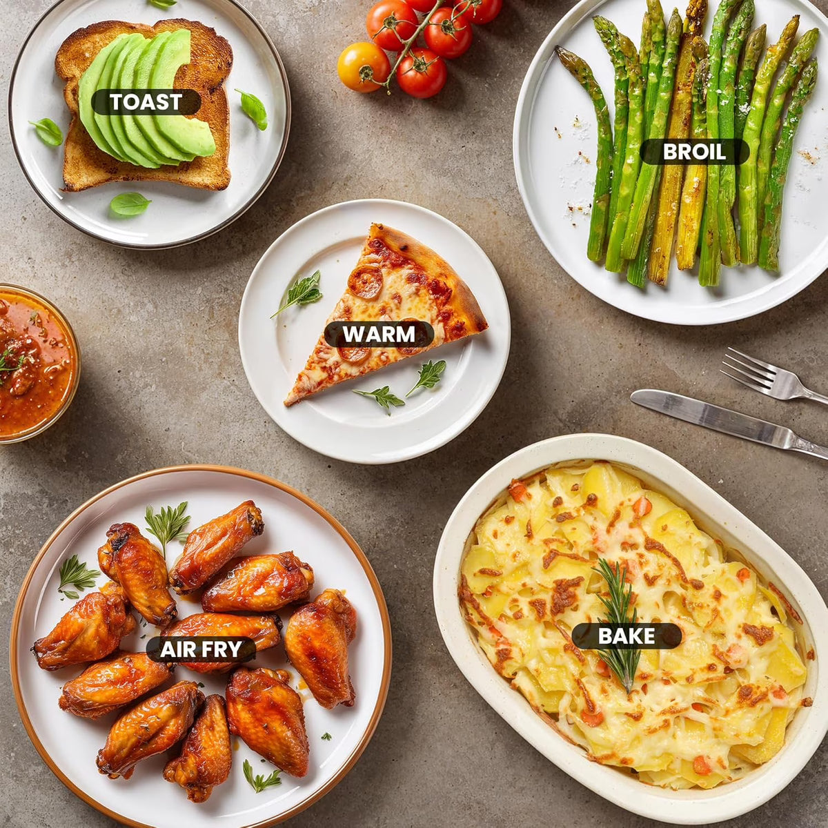 EAF0852SS 8.5Qt. Capacity Air Fryer Oven, Air Fry, Broil, Toast, Bake & Broil with Convection, Time and Temperature Controls, 800-, Includes 25 Delicious Recipes, Stainless Steel
