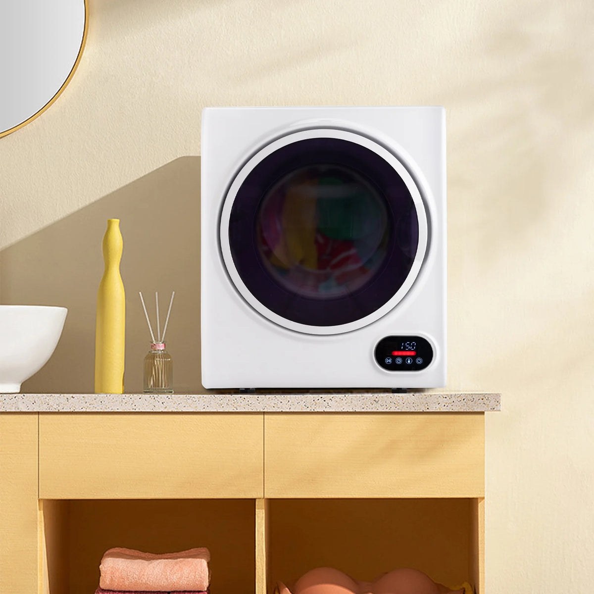 GYJ28-88-E Compact portable Household clothes Dryer 1.5CUFT Drum Dryer with LED display -White 120V 2.5KG