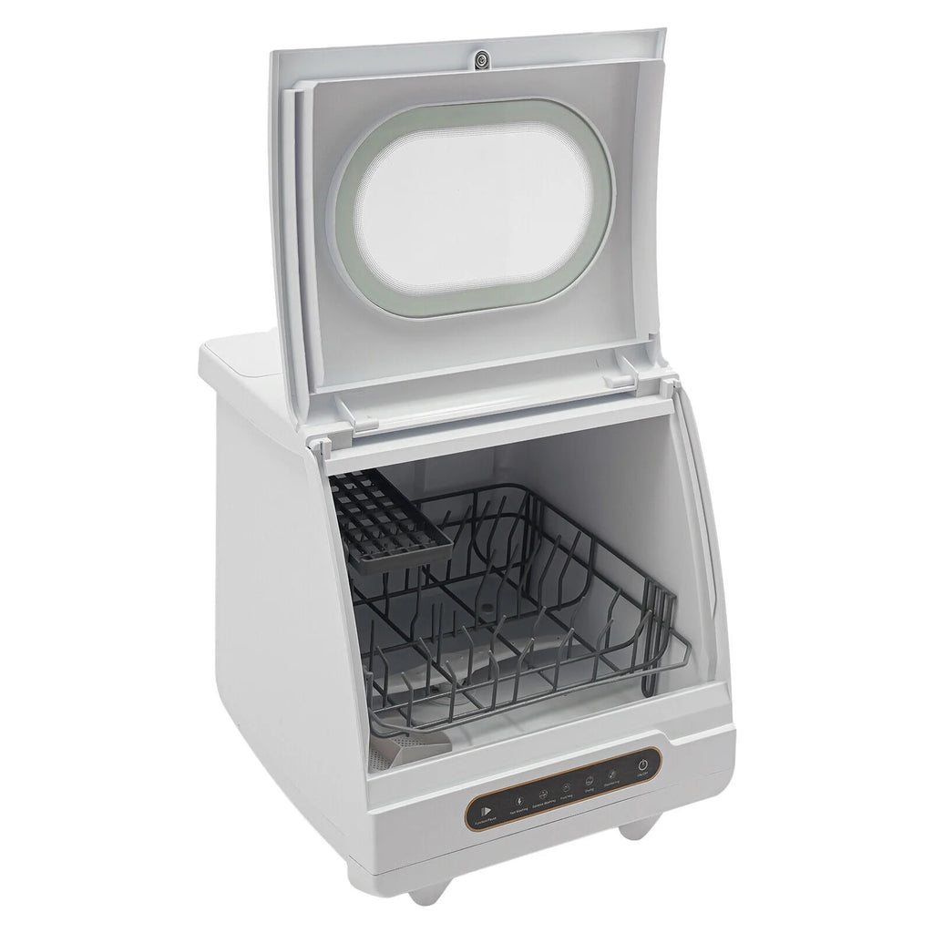 Portable White Countertop Dishwasher Compact Dishwasher 5 Washing Programs 1200W