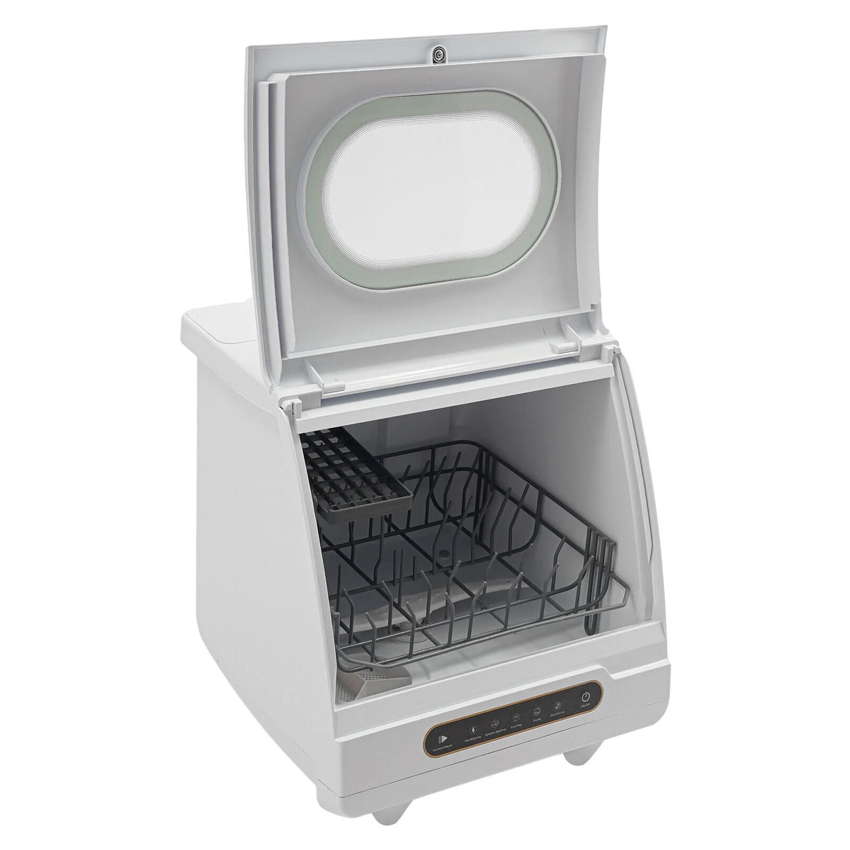 Portable White Countertop Dishwasher Compact Dishwasher 5 Washing Programs 1200W