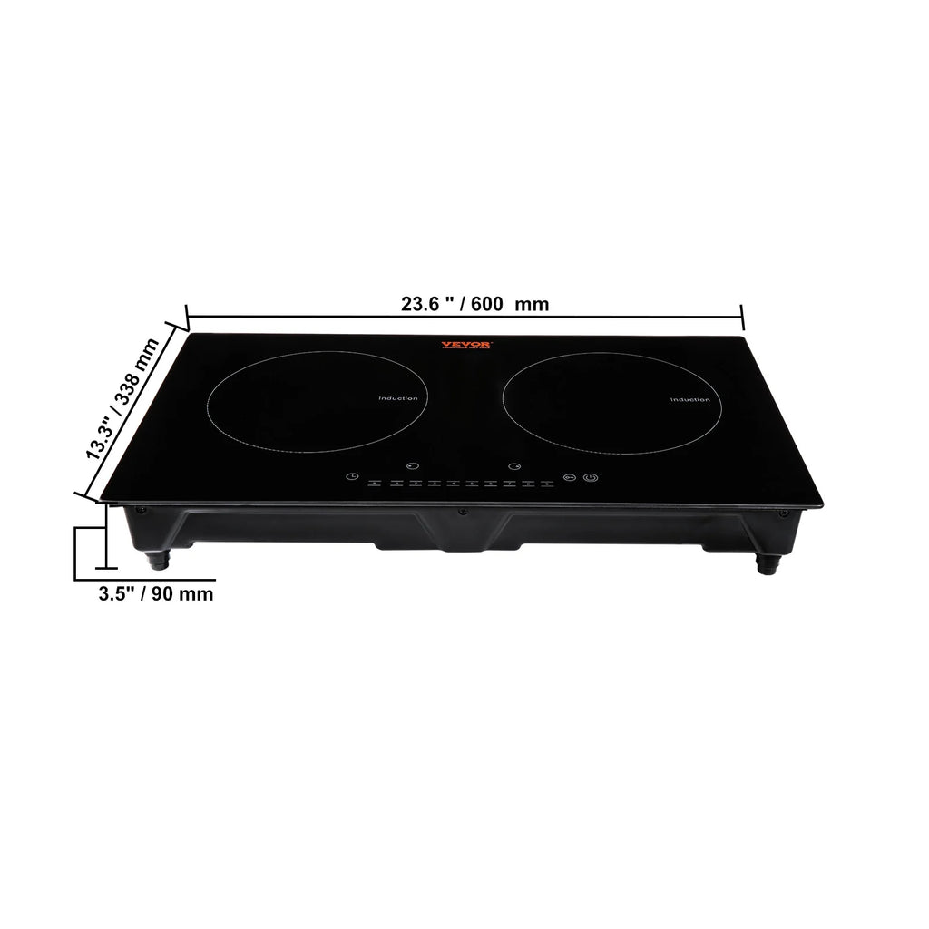 BENTISM 24 inch Electric Cooktop 2 Burners Ceramic Glass Stove Top Touch Control