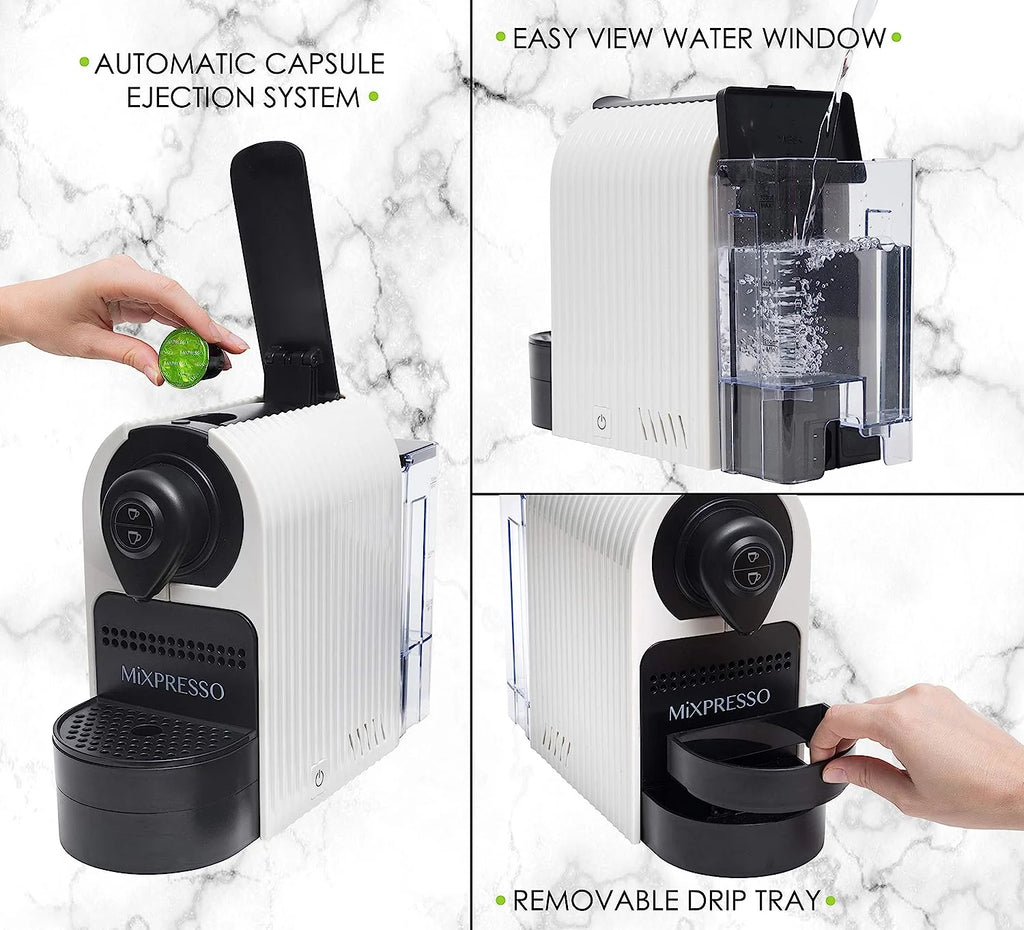 Mixpresso Espresso Machine for Nespresso Compatible Capsule, Single Serve Coffee Maker Programmable for Espresso Pods, Premium Italian 19 Bar High Pressure Pump 27oz 1400w Black Coffee Maker