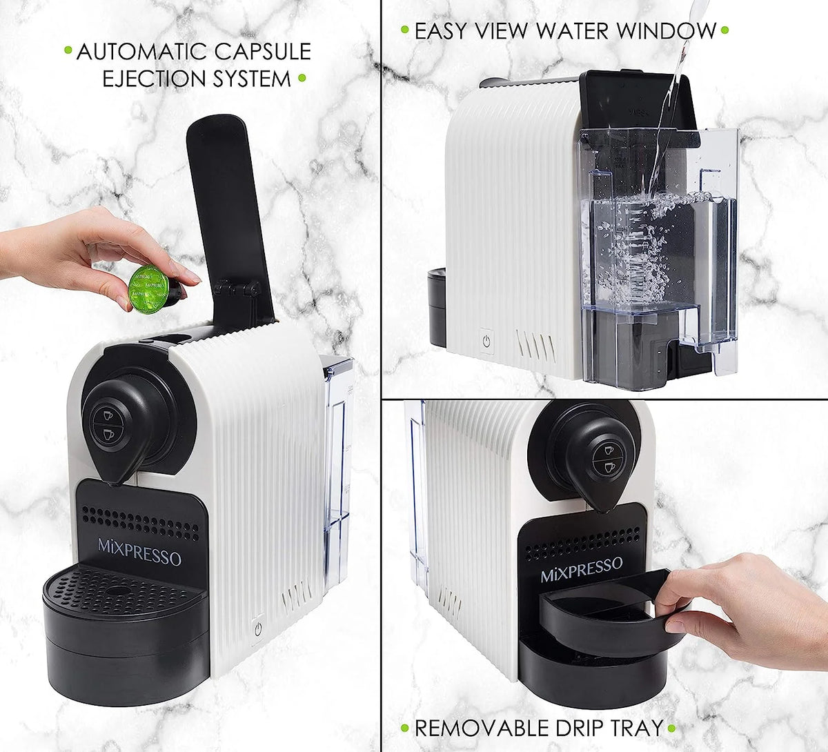Mixpresso Espresso Machine for Nespresso Compatible Capsule, Single Serve Coffee Maker Programmable for Espresso Pods, Premium Italian 19 Bar High Pressure Pump 27oz 1400w Black Coffee Maker