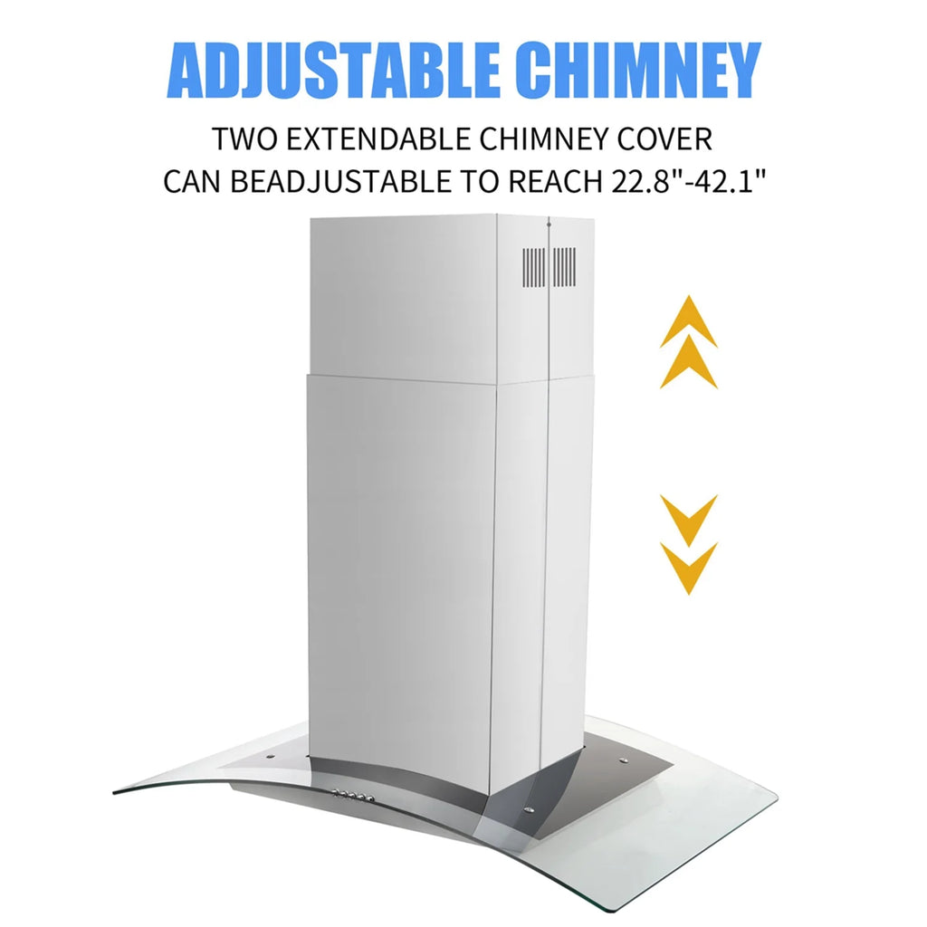 "Joeaonz 36"" Stainless Steel Island Mount Range Hood, Quiet 900CFM, 3-Speed Vent with Button Control and LED Bulb"